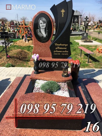 Одинарний пам'ятник з граніту №16